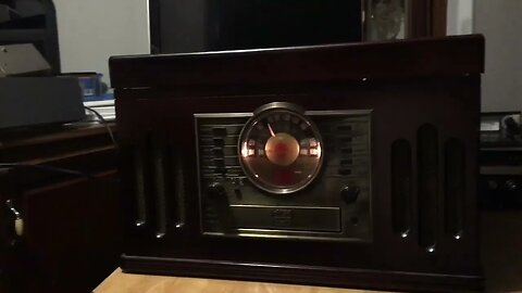 The faux antiquity of the CROSLEY CR73 RECORD, CASSETTE, AM/FM CD Player!