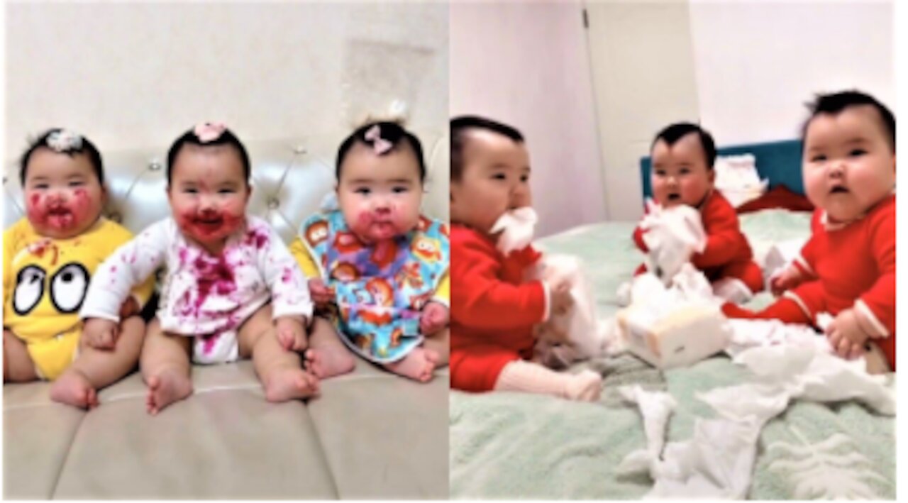 three cute naughty kids #1 baby funny video