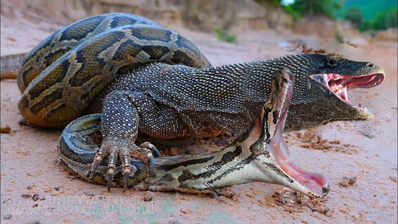 Comodo Dragon Attack Big Snake! Snack Video! Animals Video! Comodo!