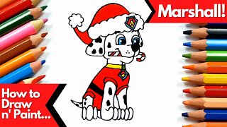 How to draw and paint Marshall from Paw Patrol Christmas Special