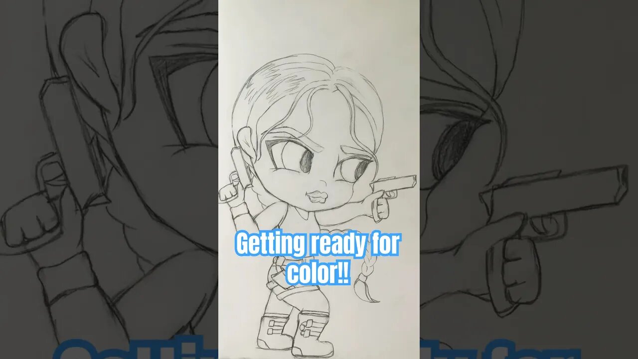 Lady Lara Croft Ready for Colors!🔫‼️🏔️ #artwork #drawing #chibi #copic #shorts #shortsart