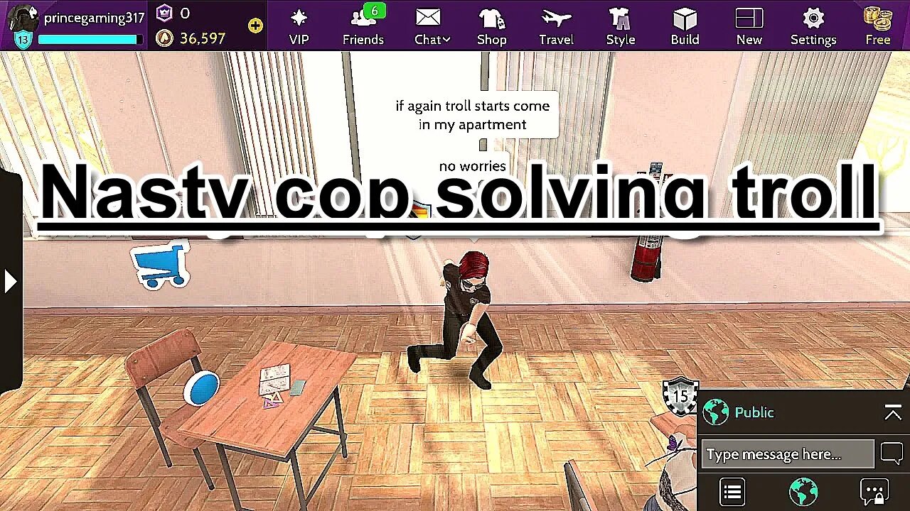 Avakin life gameplay| nasty cop solving troll in game pc#avakinlife