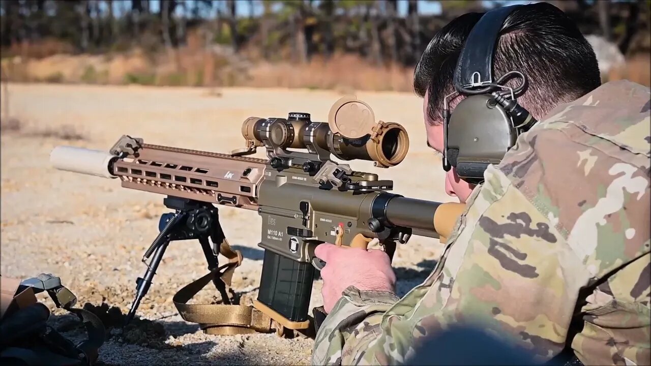 U.S. Army Soldiers Train with the M110A1 Squad Designated Marksman Rifle