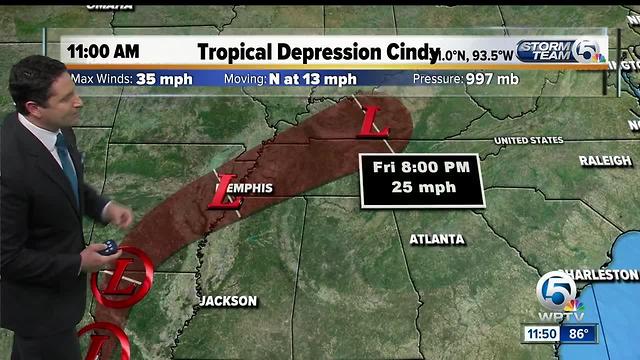 Cindy downgraded to tropical depression