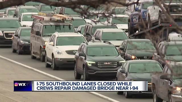 I-75 southbound lanes closed while crews repair damaged bridge near I-94