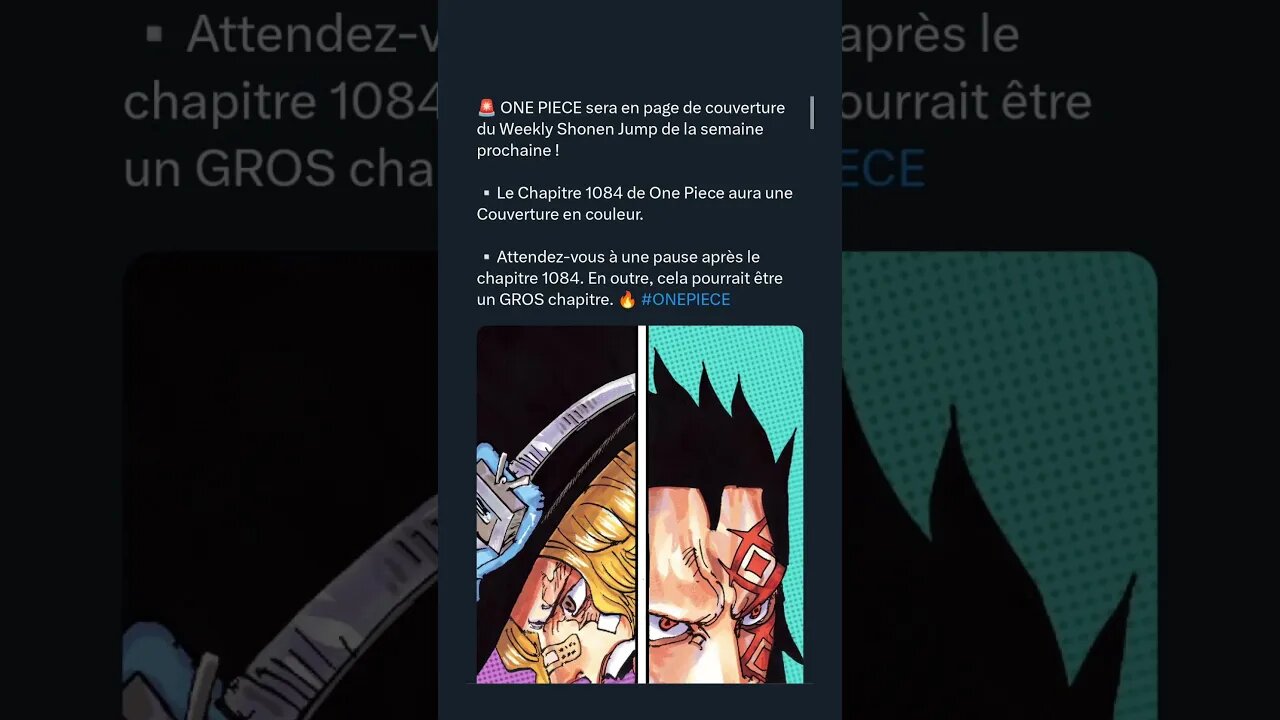 Le Chapitre 1084 de One Piece aura une Couverture en couleur #ONEPIECE