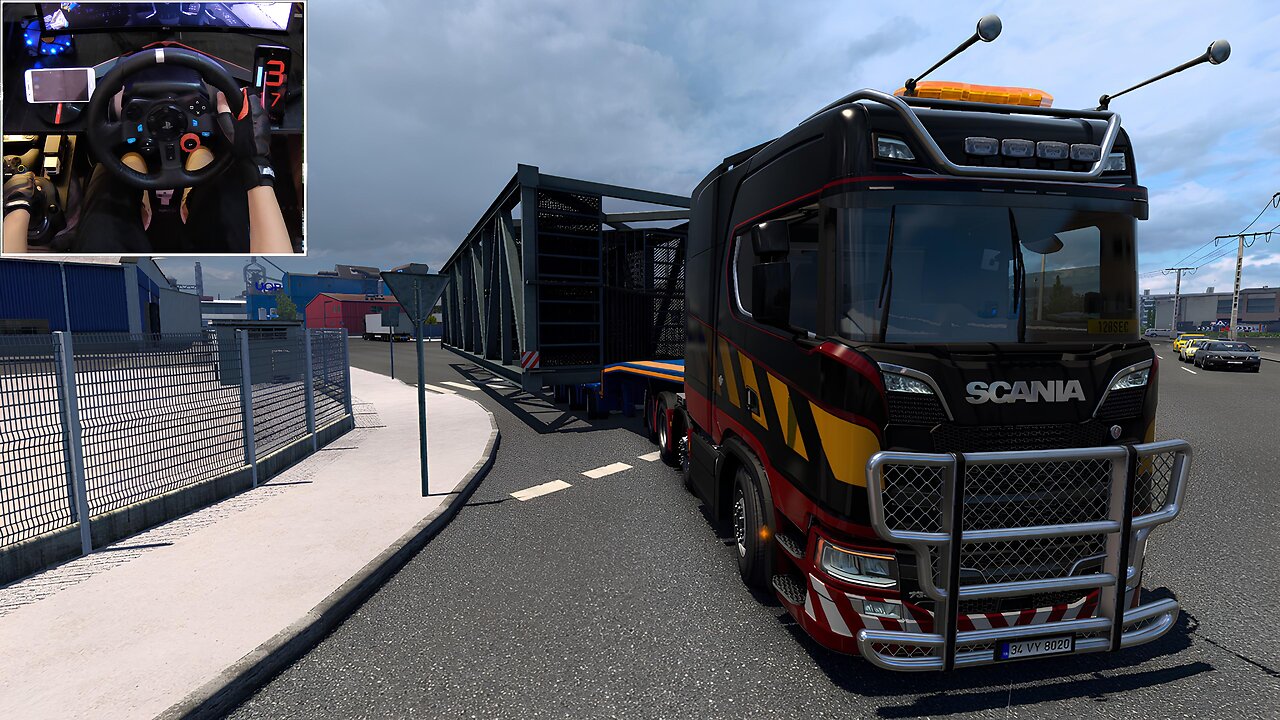 Work to Deliver Bridge Framework in Heavy Rain Weather - Euro Truck Simulator 2 | Logitech G29