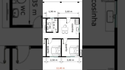 #construtorvirthalph #sktchup #2quartos não construa Sen planta baixa de casa