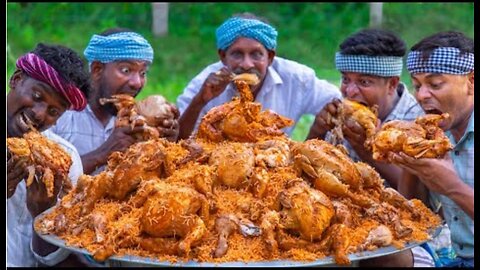 FULL CHICKEN BIRYANI | Whole Chicken Biryani Cooking & Eating in Village | Arabian Biryani Recipe