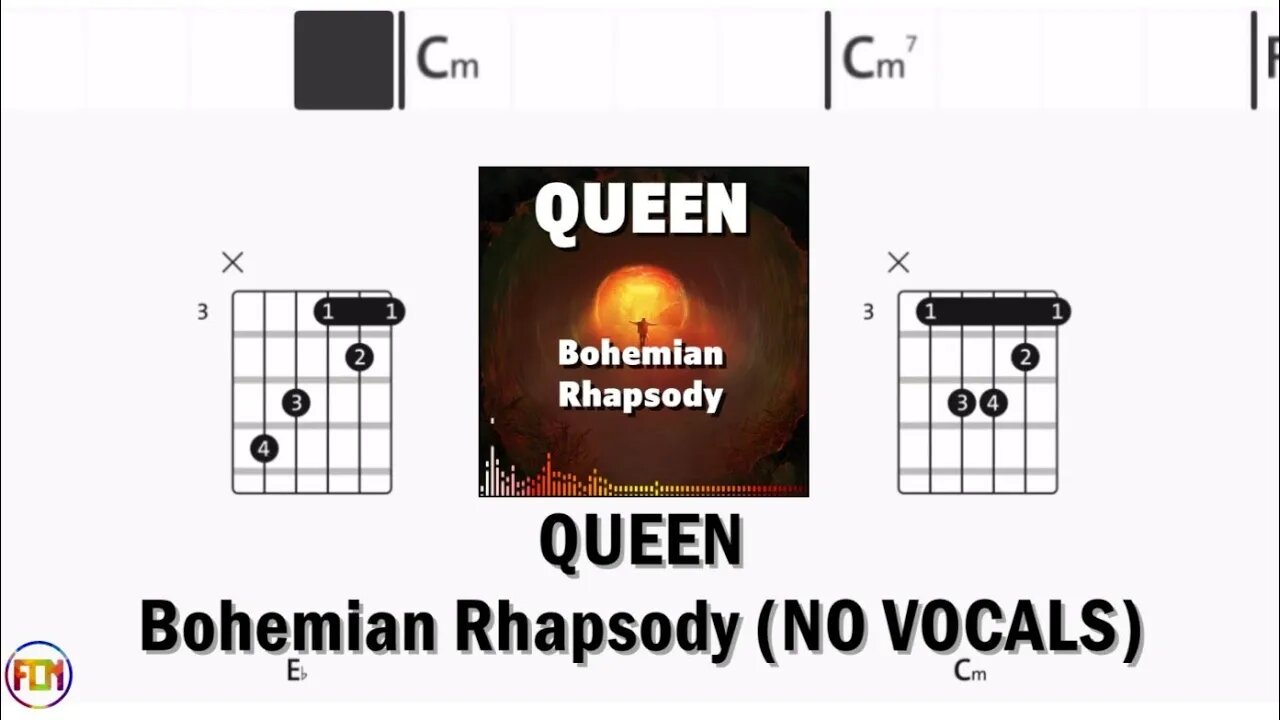 QUEEN Bohemian Rhapsody FCN GUITAR CHORDS & LYRICS NO VOCALS