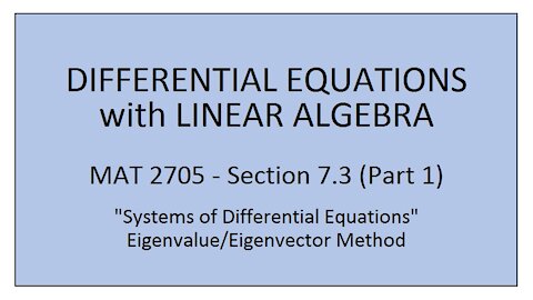 MAT 2705 Section 7.3 (Part 1)