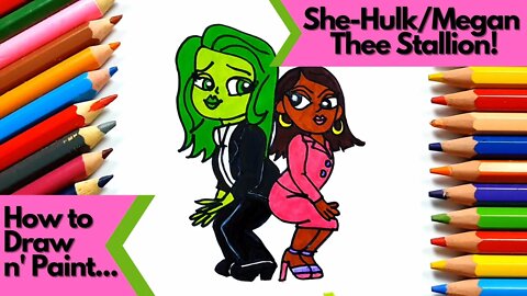 How to draw and paint She Hulk Marvel Megan Thee Stallion