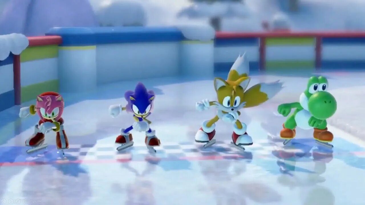 Yoshi, Sonic, Tails, & Amy Rose in Mario Party Superstar