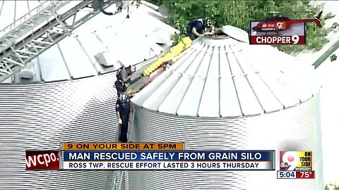 Man rescued from grain bin