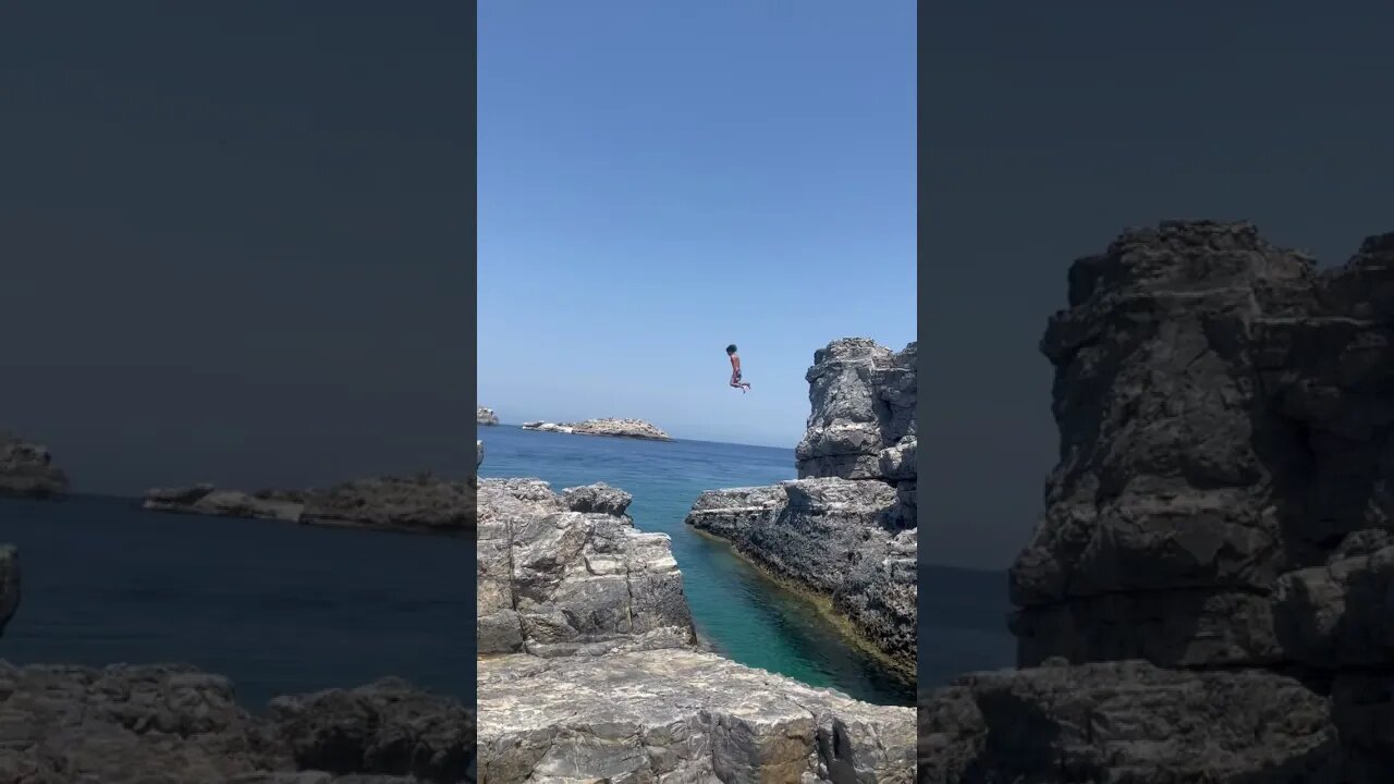 70 feet cliff jump in Greece