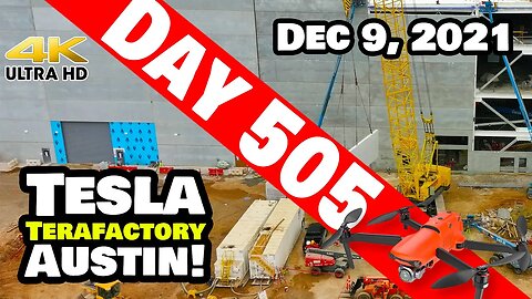 Tesla Gigafactory Austin 4K Day 505 - 12/9/21 - Tesla - NORTH FACE OF GIGA TEXAS GETTING WALLED UP!