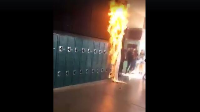 Student sets paper sign on fire at Coronado High School in Henderson