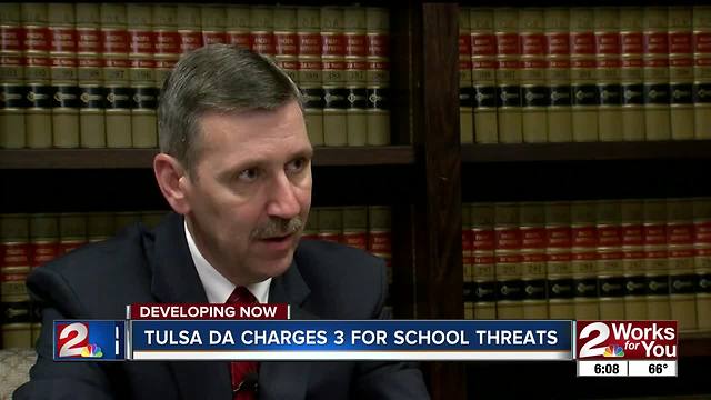 Tulsa County District Attorney's office charges 3 juveniles in connection with threats to schools