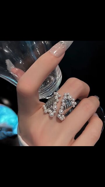 Korean Version Imitation Pearl Copper Alloy Opening Women's Ring Fashion Vintage Jewelry