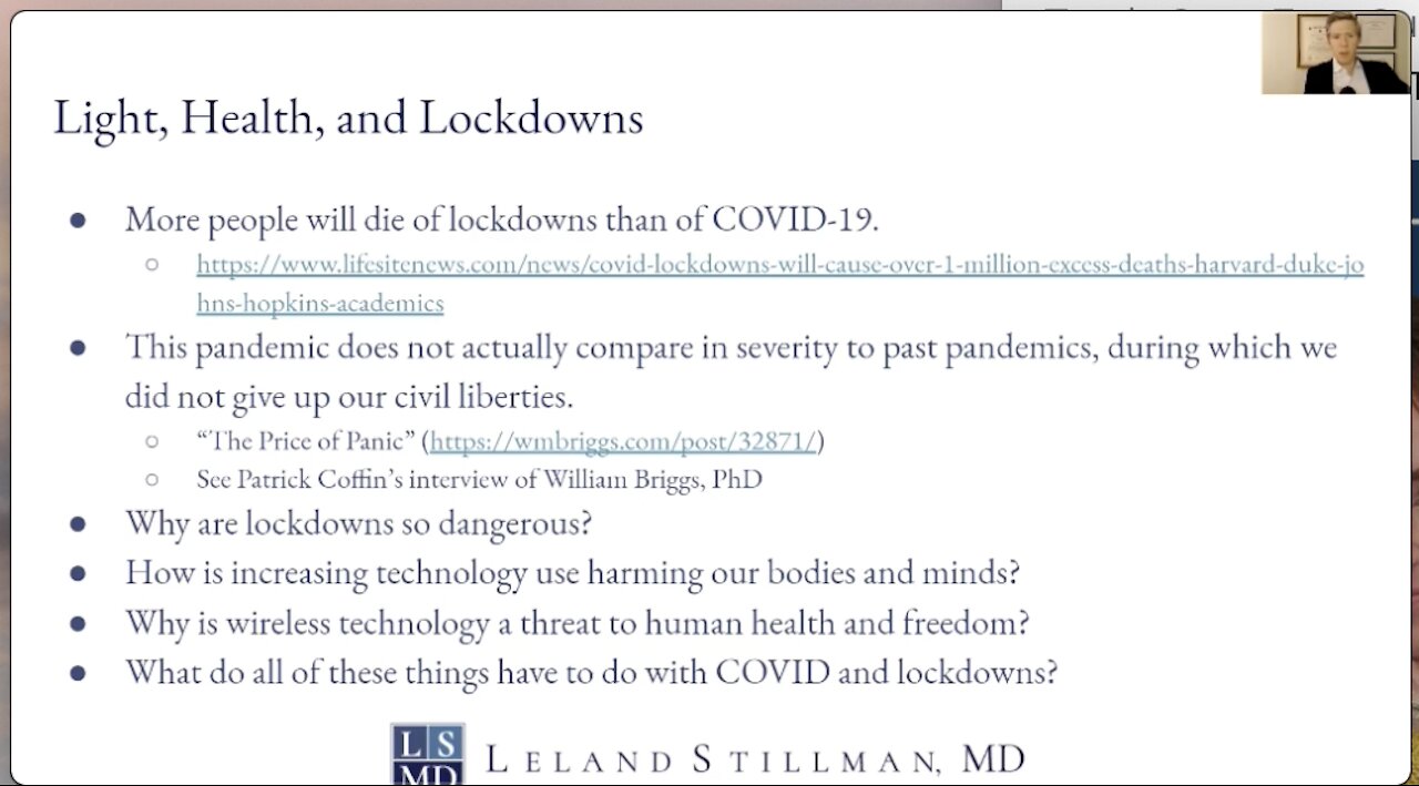 Dr. Leland Stillman: Let There Be Light: The Great Reset and the Health Hazards of the Lockdown