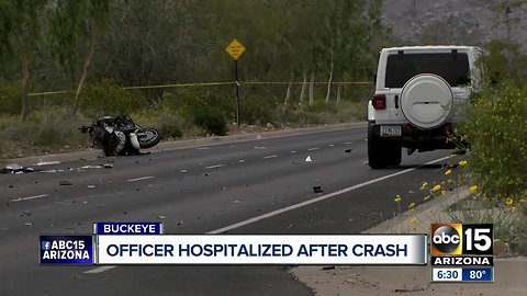 Buckeye policeman hurt when his motorcycle collides with SUV