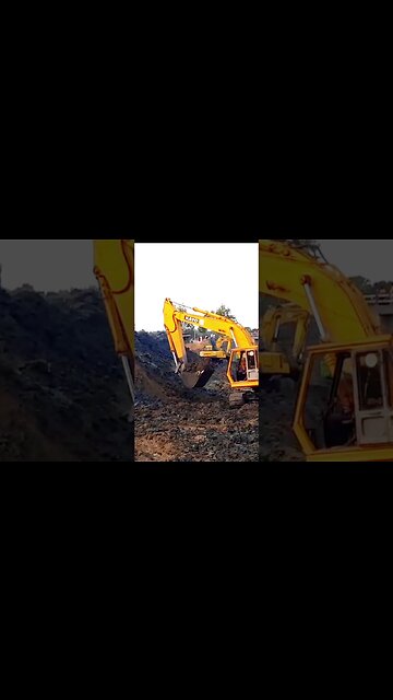 Kato Excavator Climbing Down Slope and River Dam. #shorts