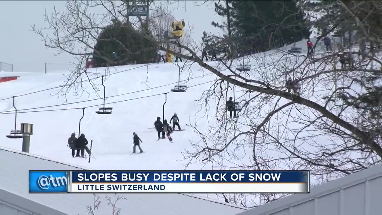 Slopes busy despite lack of snowfall