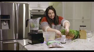 Green Smoothie with Microgreens (AND Homemade Almond Milk!)