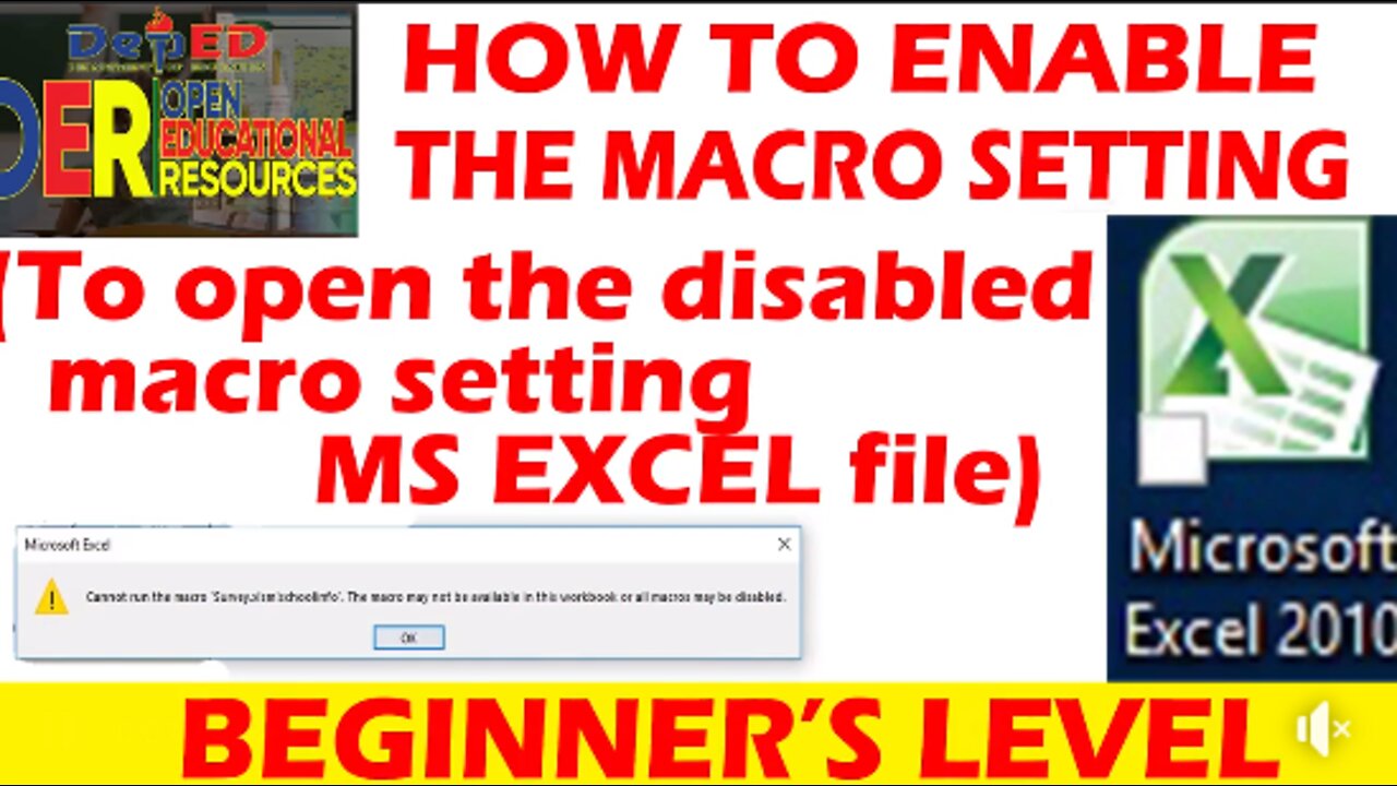 How to Enable the Macro Setting (to open the disabled macro setting of MS Excel file)