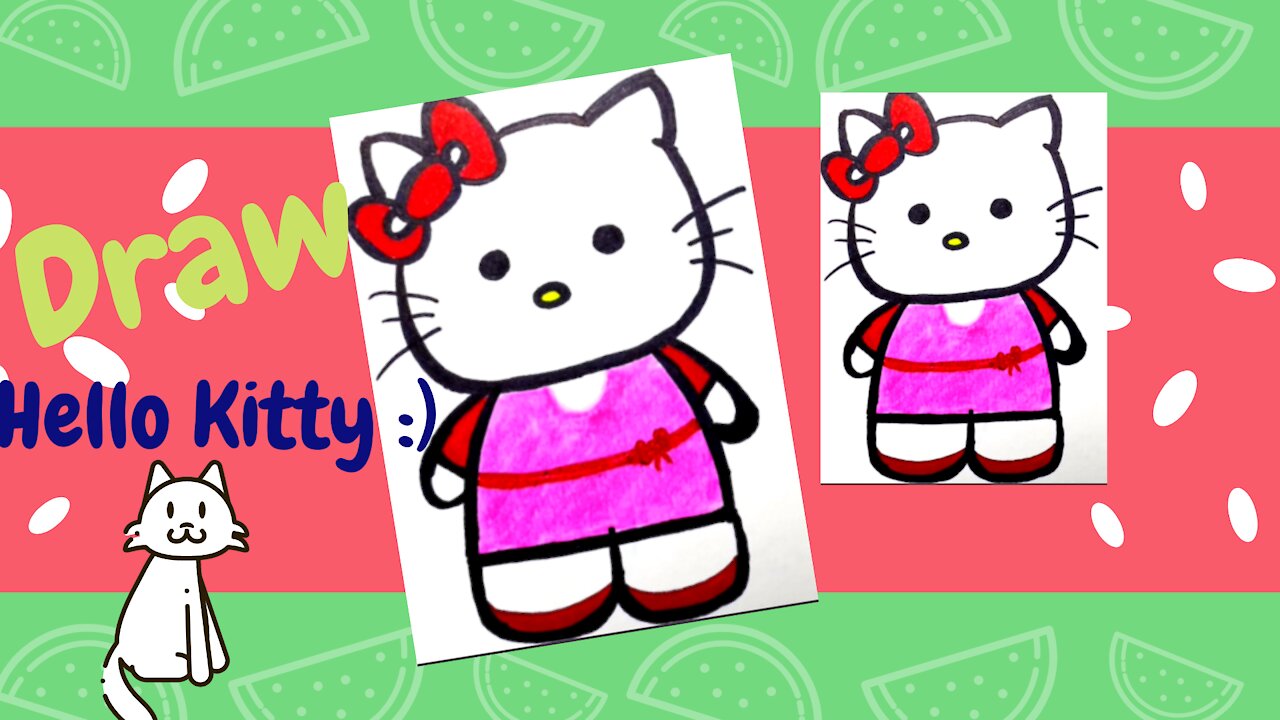 Draw A Kitty-'Hello Kitty' | Cartoon Character | Easy Drawing