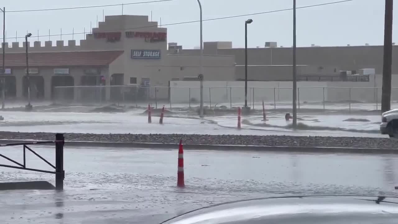 Traffic cone floats away 2