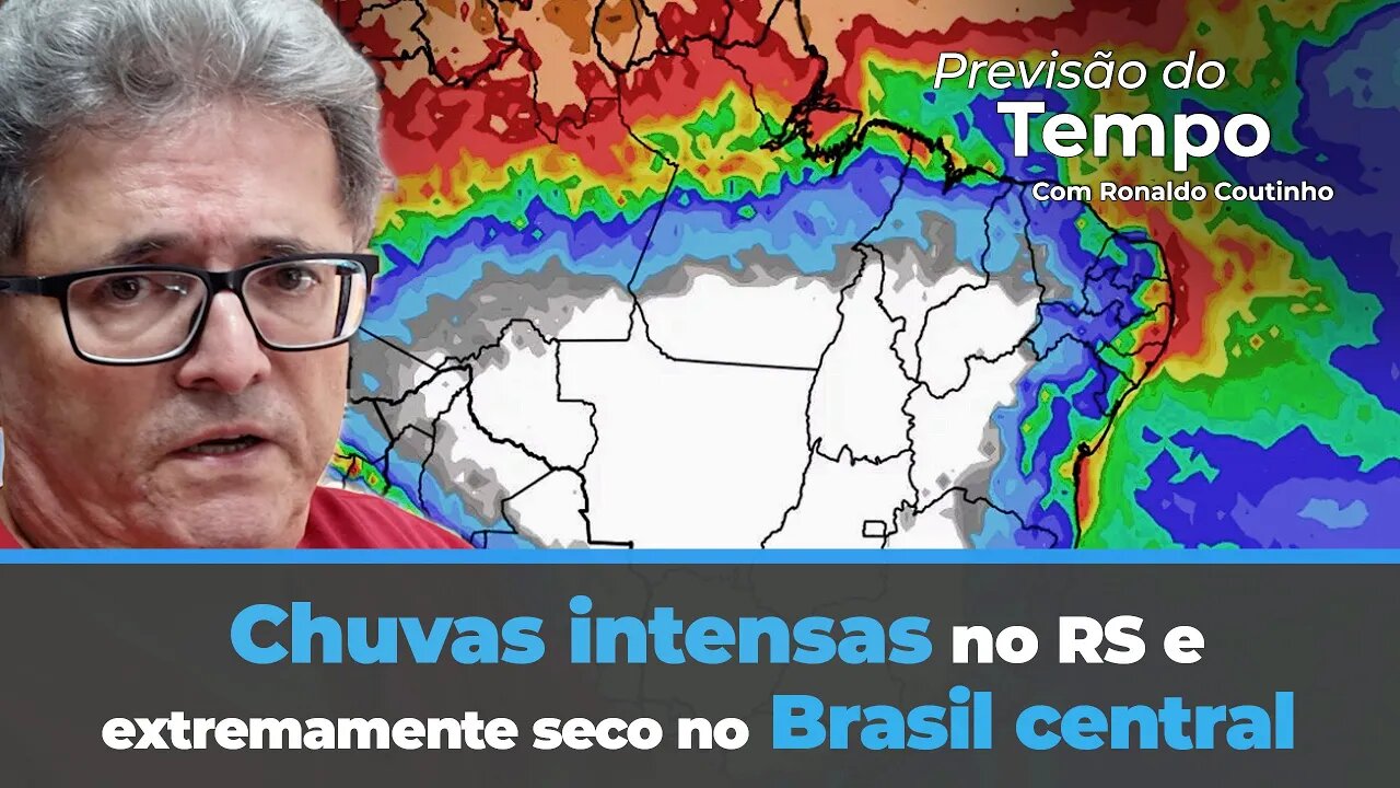 Chuvas intensas no RS e tempo extremamente seco no Brasil central.Nova massa de ar frio chega ao Sul