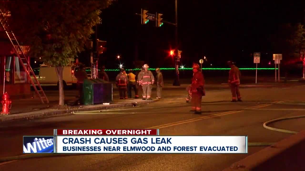Overnight crash, gas leak leads to evacuations in Elmwood Village