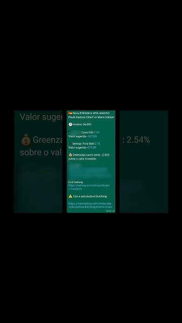 SUREBETS Greenzaço LUCRO Certo Tênis