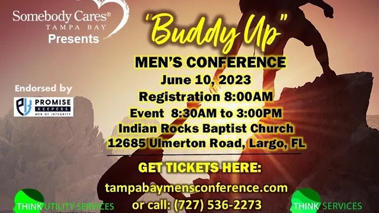 Men, it's time to Buddy Up ! 2023 Tampa Bay Men's Conference coming June 10th, Indian Rocks Baptist