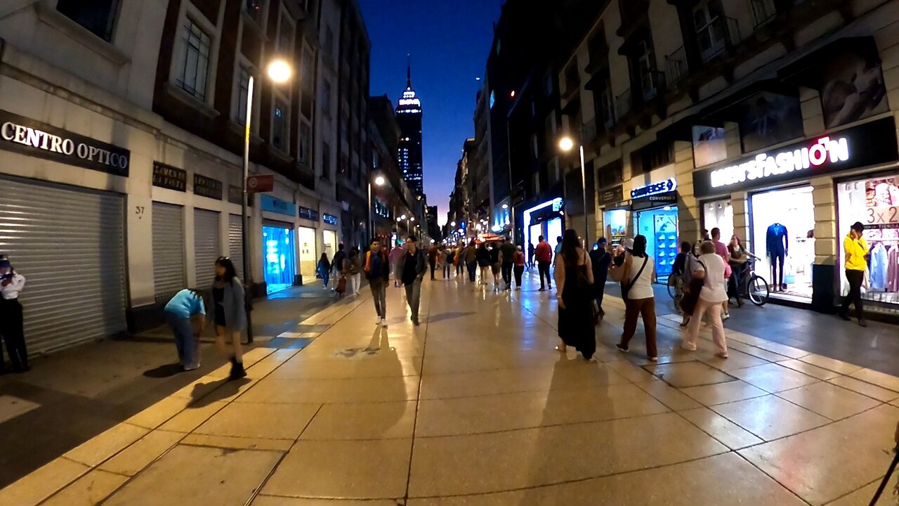 Mexico City Historic Shopping District at Night