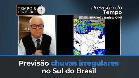 Previsão Chuvas irregulares no Sul do Brasil neste início de junho com volumes entre 20mm e 100mm