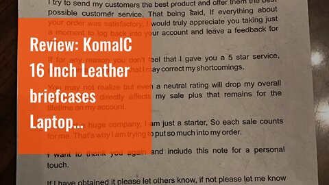 Review: KomalC 16 Inch Leather briefcases Laptop Messenger Bags for Men and Women Best Office S...