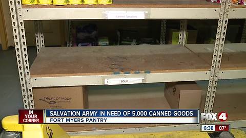 Salvation Army in need of 5,000 canned goods in Fort Myers