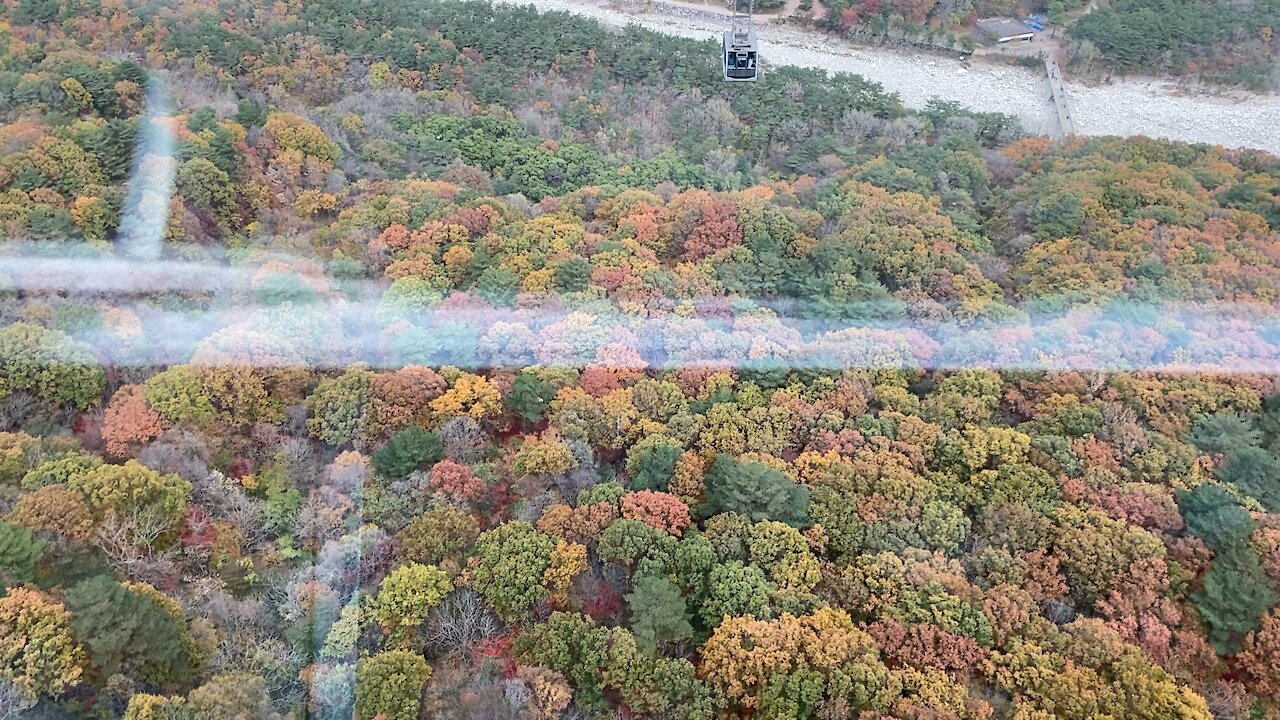 Autumn leaves from the cable car of Mt. Seorak, Korea