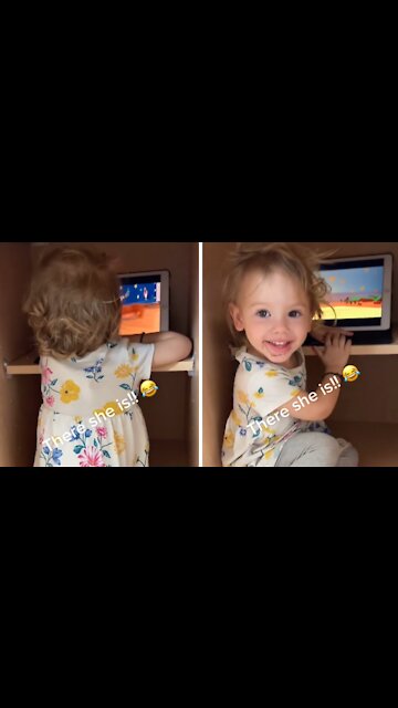Toddler Hides In Kitchen Cabinet To Watch Movie