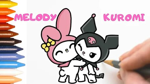 COMO DESENHAR MELODY E KUROMI FÁCIL #melody #kuromi #hellokitty