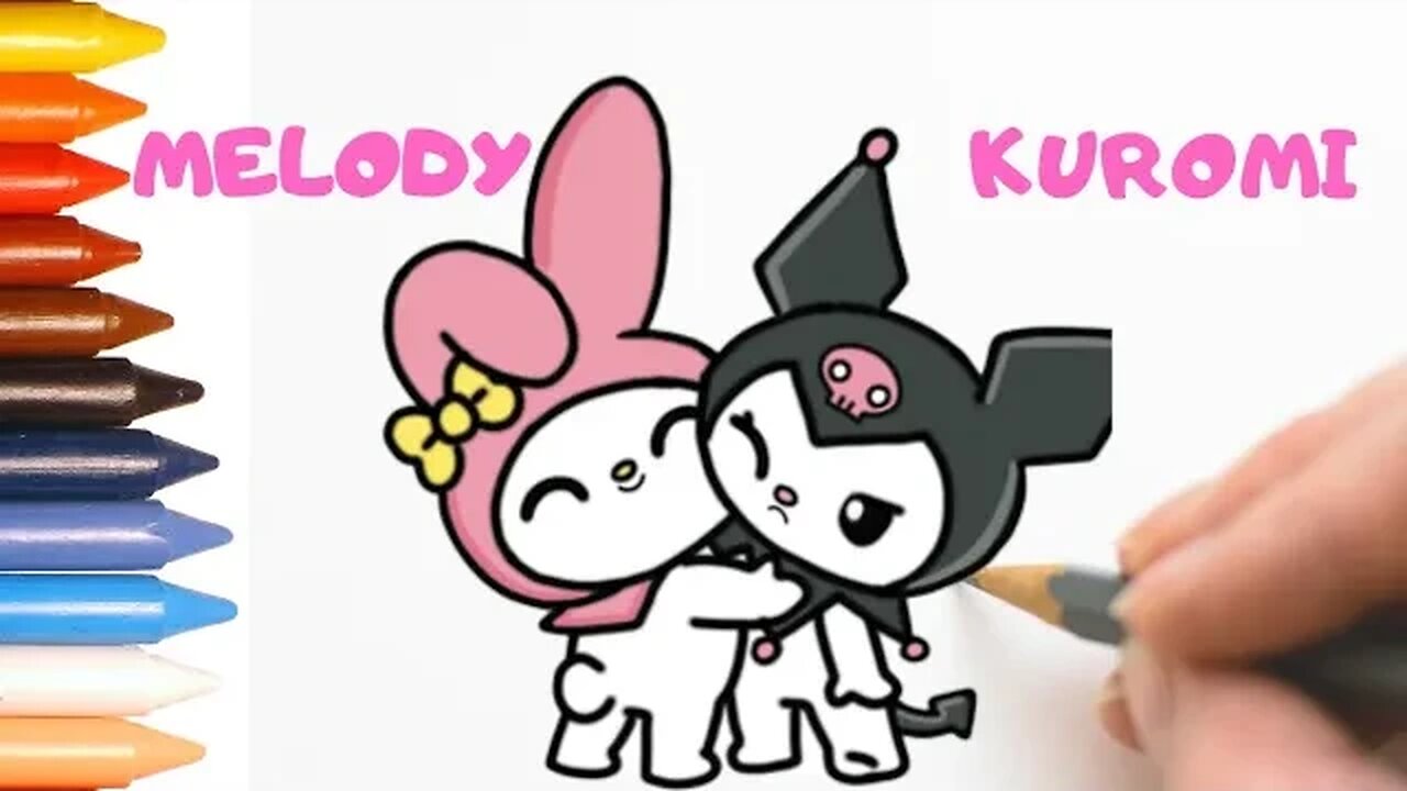 COMO DESENHAR MELODY E KUROMI FÁCIL #melody #kuromi #hellokitty