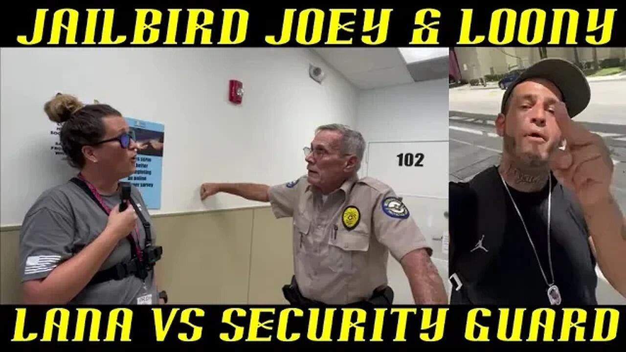 Frauditors Jailbird Joey & Loony Lana vs DMV Security Guard!