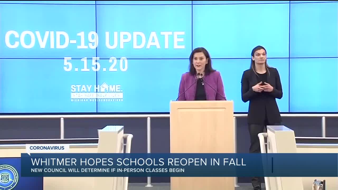 Whitmer forms 'Return to Learning Advisory Council' to create roadmap for schools to reopen in fall
