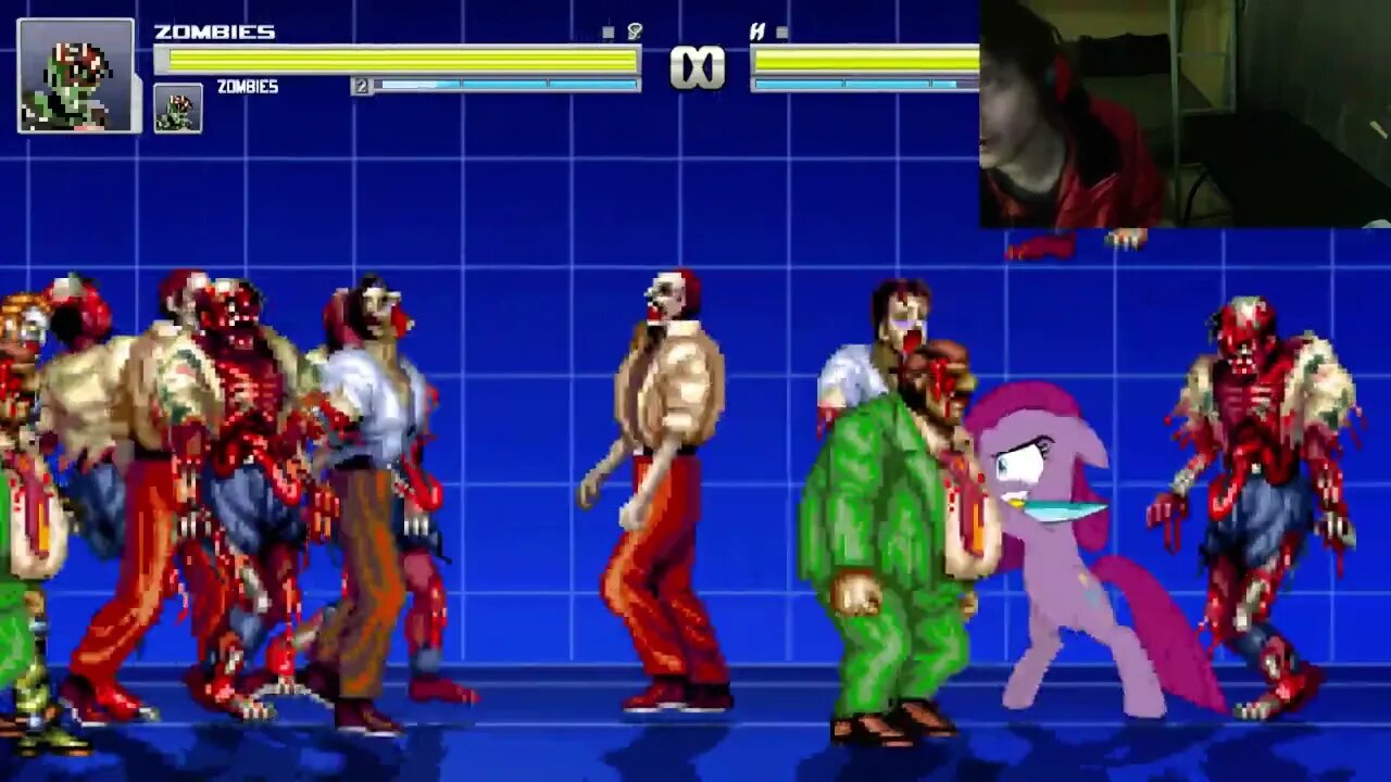 Zombies VS Pinkamena In An Epic Battle In The MUGEN Video Game With Live Commentary
