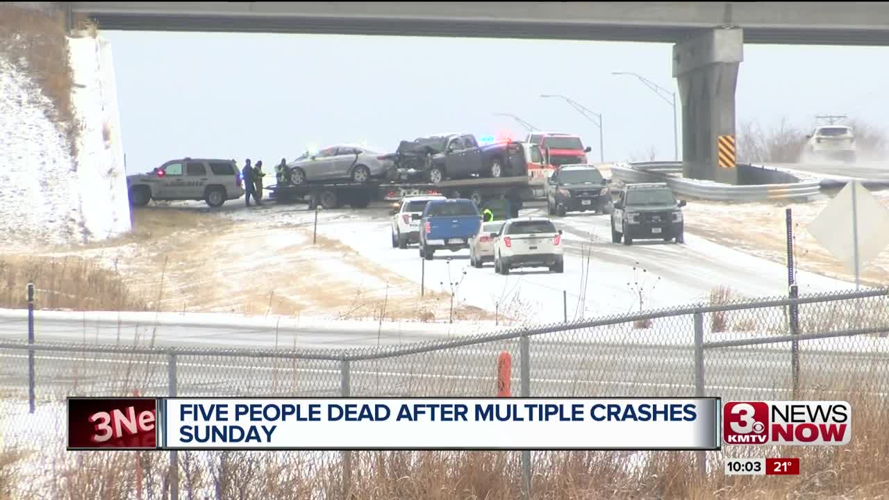 Five deaths reported after multiple crashes Sunday