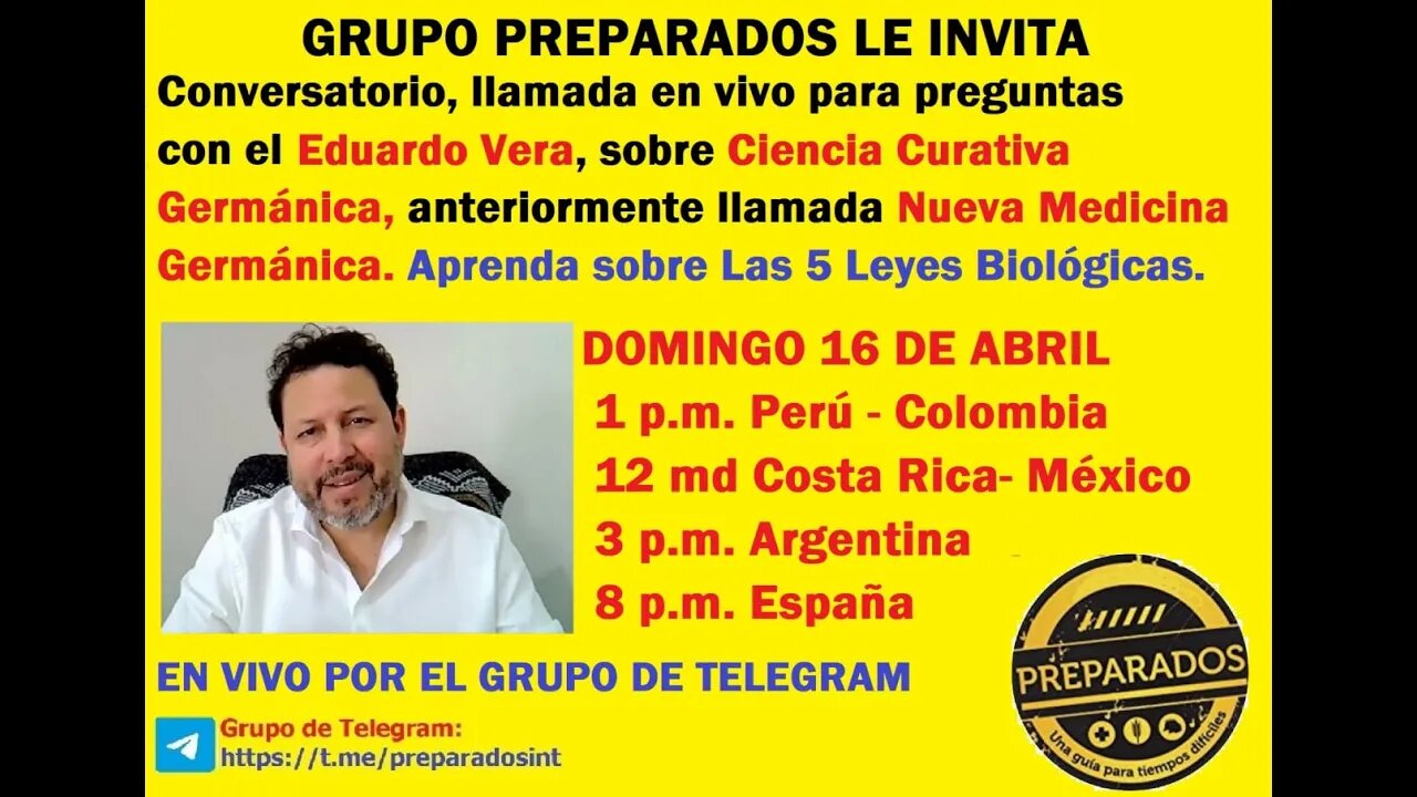 HOY Conversatorio en vivo con Eduardo Vera Medicina Germánica 5 Leyes Biológicas