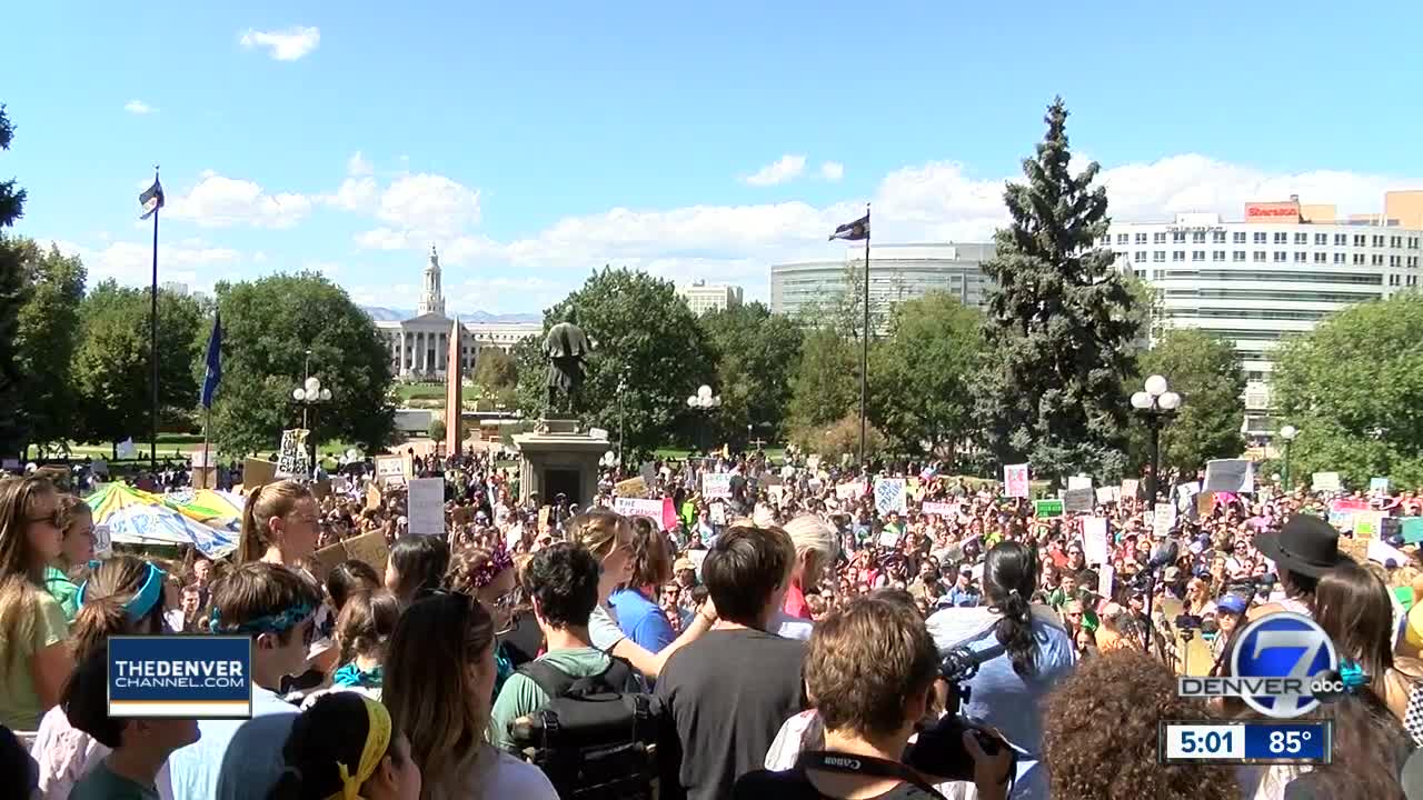 Hundreds of kids march through downtown Denver protesting climate change