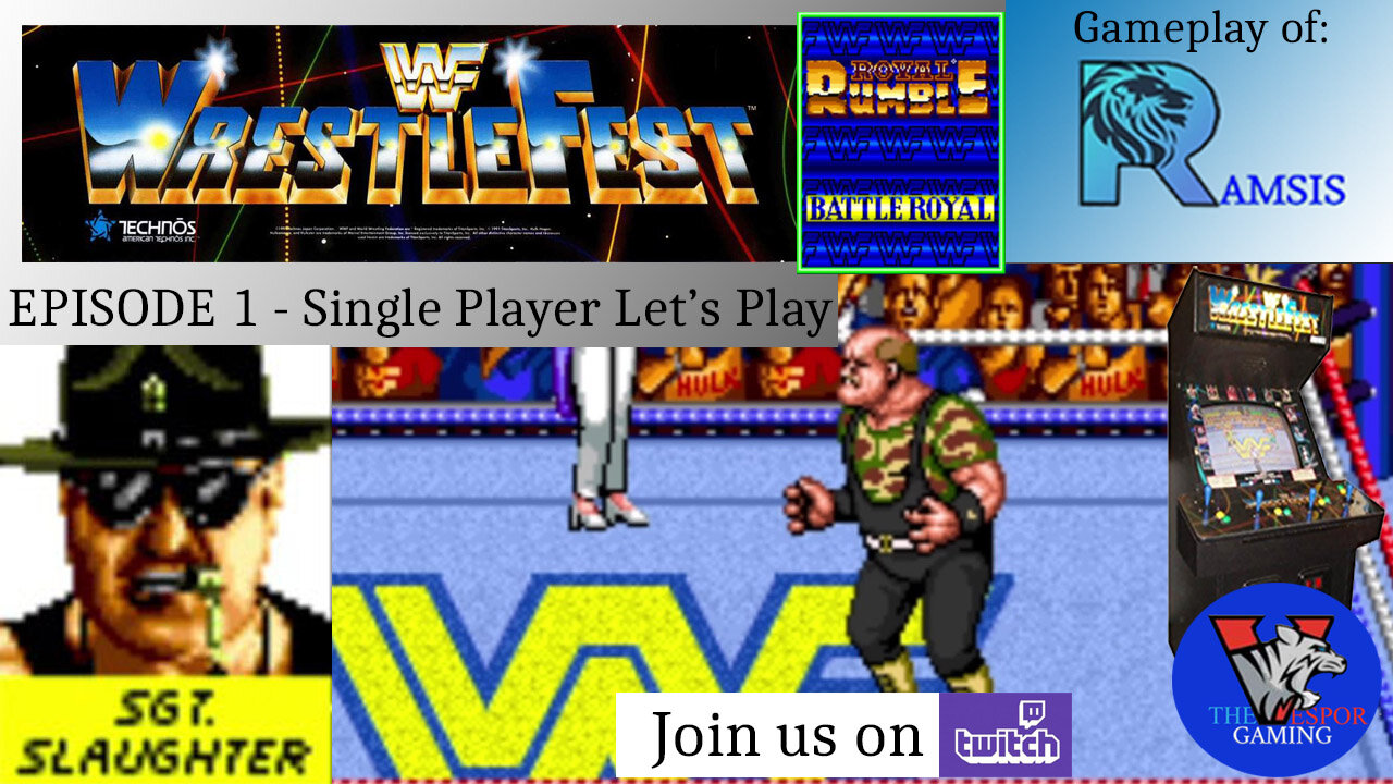 Retro Arcade Gameplay | WWF Wrestlefest - Arcade Solo Let's Play - Sgt. Slaughter - Royal Rumble |